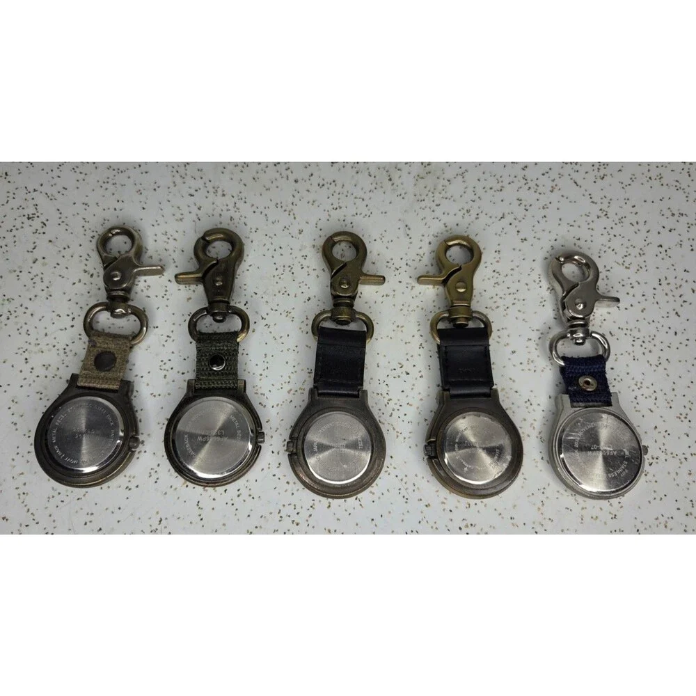 Vtg Carabiner Pocket Watches Men 43mm Gold/Silver Tones Lot of 5, Need Batteries